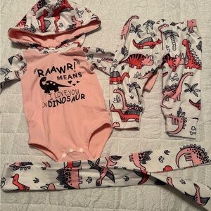 Dinosaur Print Baby Outfit Set 9 months NWOT never worn.